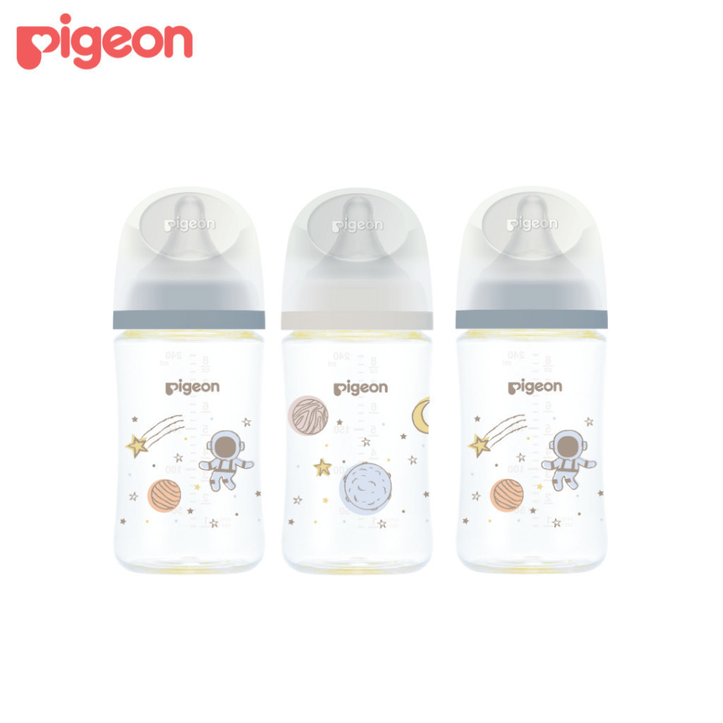 Pigeon ขวดนม PPWN คอกว้างสีขาวขุ่น รุ่น GALAXY 5Oz/8Oz แพค3