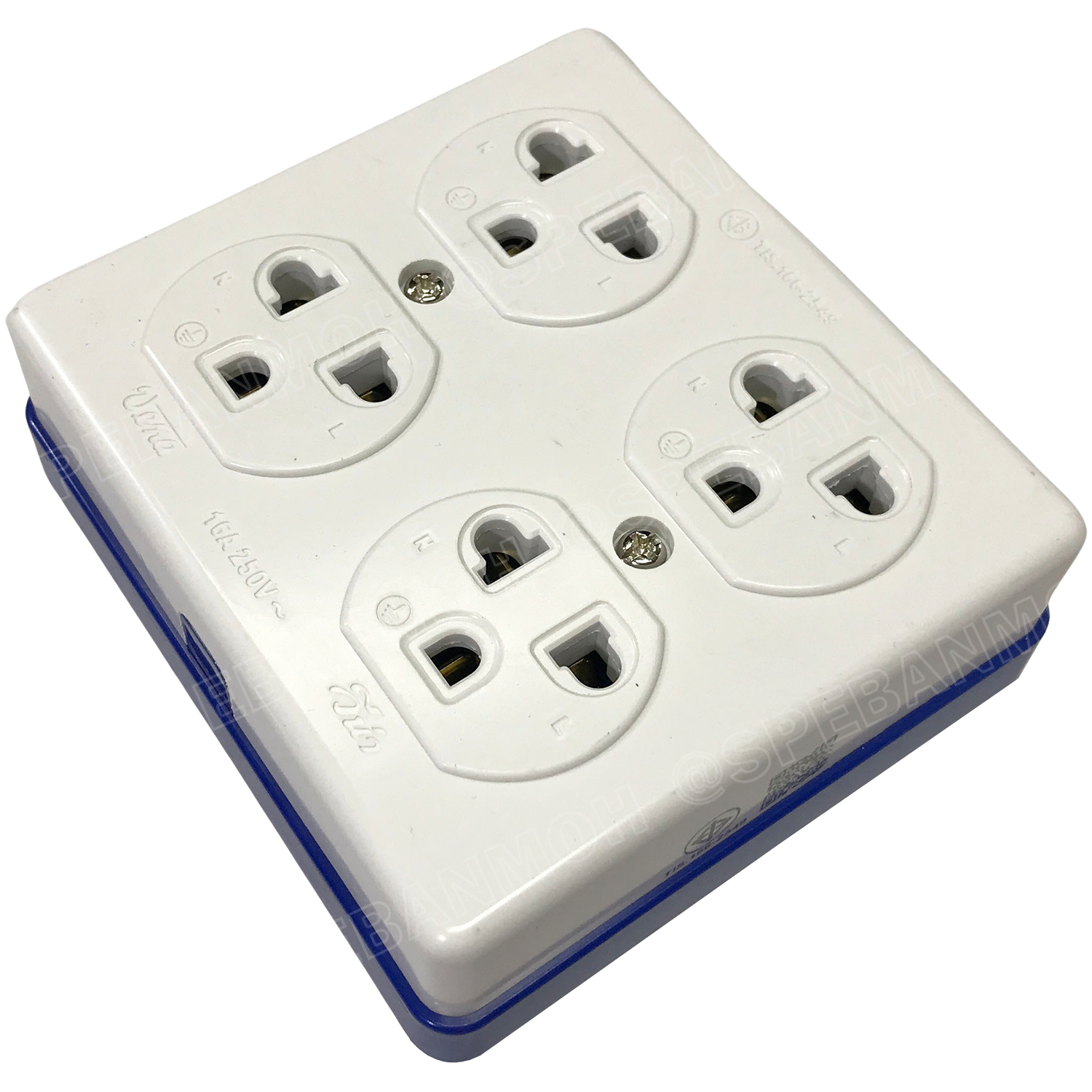 [ 1ชิ้น ] GR1634 เต้ารับ VENA 4ตำแหน่ง Triplex receptacle with earthing contact 16A 250V เต้ารับวีน่า ทูโทน-ซีรีส์ 4ที่ เต้ารับ VENA เต้ารับ 3ขา Cord Socket เต้ารับขากลม เต้ารับขาแบน มอก.166-2549 มาตรฐาน มอก. วีนา TIS 166-2549