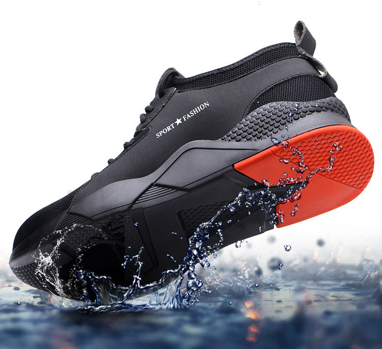 HOT SPORT NO.4 รองเท้าเซฟตี้ ผ้าใบผสมหนัง ดีไซส์สวย ทันสมัย หัวเหล็ก พื้นยางกันลื่น