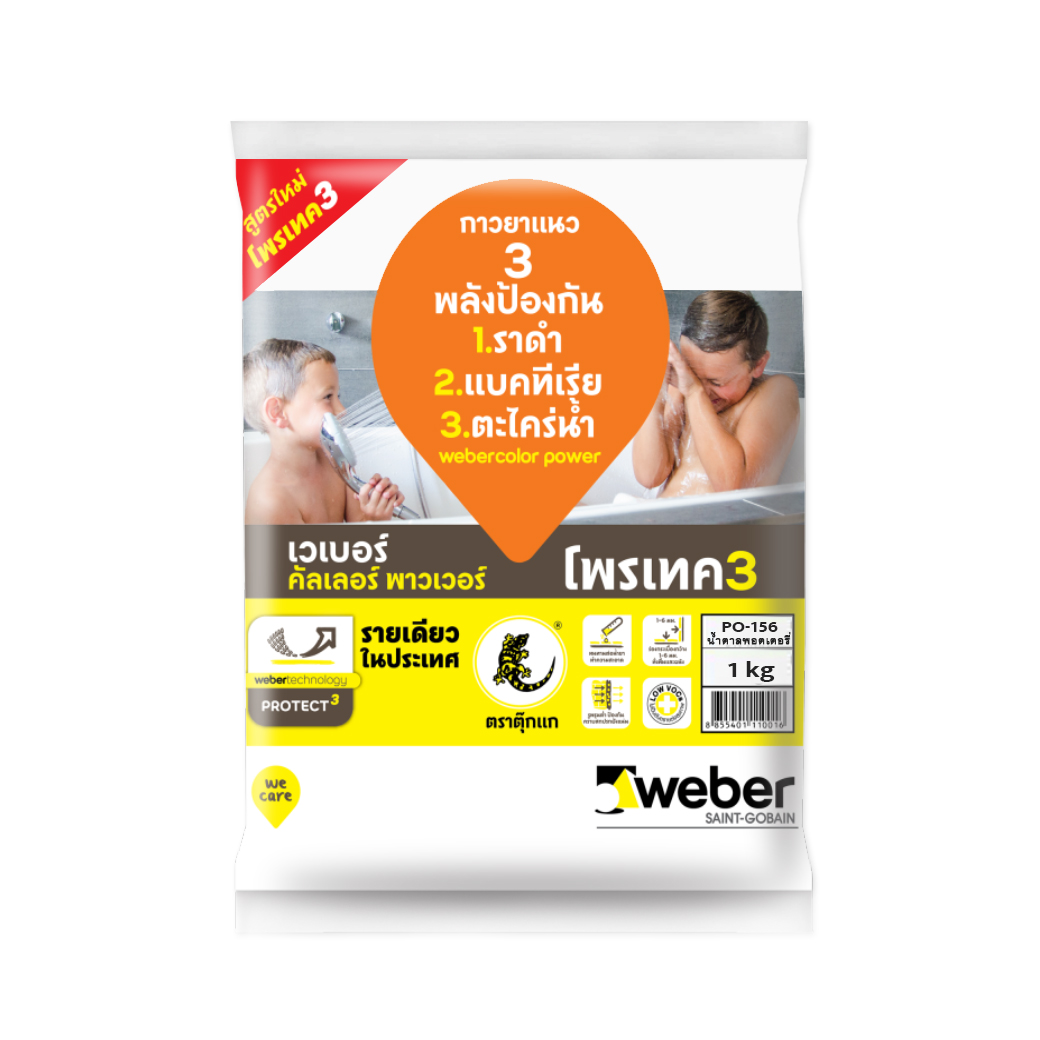 WEBER เวบเอร์ คัลเลอร์ พาวเวอร์ กาวยาแนว 3 พลังป้องกันแบคทีเรีย และตะไคร่น้ำ 1 กก.