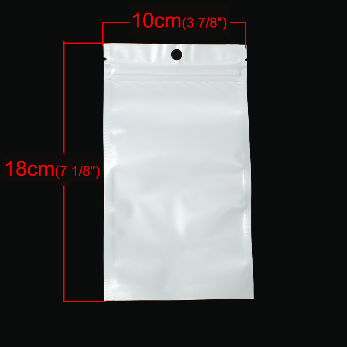 ถุงพลาสติกซิปล็อคหน้าใสหลังขาวมีรูแขวน ขนาด 10x18cm (ส่วนใช้งาน 9x15cm) แพ็ค 50 ใบ