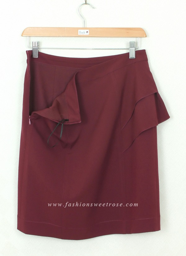 SK-296 กระโปรงแฟชั่น&ทำงาน ทรงสอบ ผ้าไหมอิตาลีสีม่วงเปลือกมังคุด