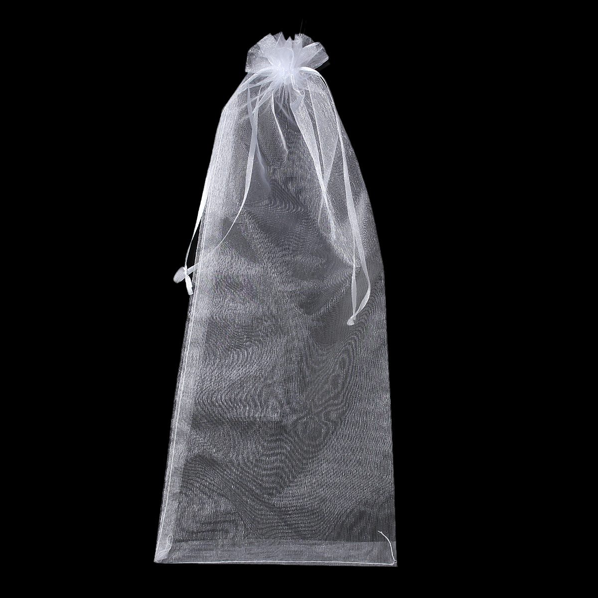 ถุงผ้าออแกนซ่าสีขาวมีสายรูดรัดปากถุง ขนาด 15x36cm แพ็ค 10 ใบ