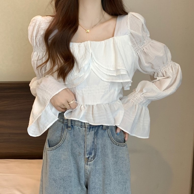 JENNY Linen blouse เบาส์แขนยาว แขนจั้มพ์