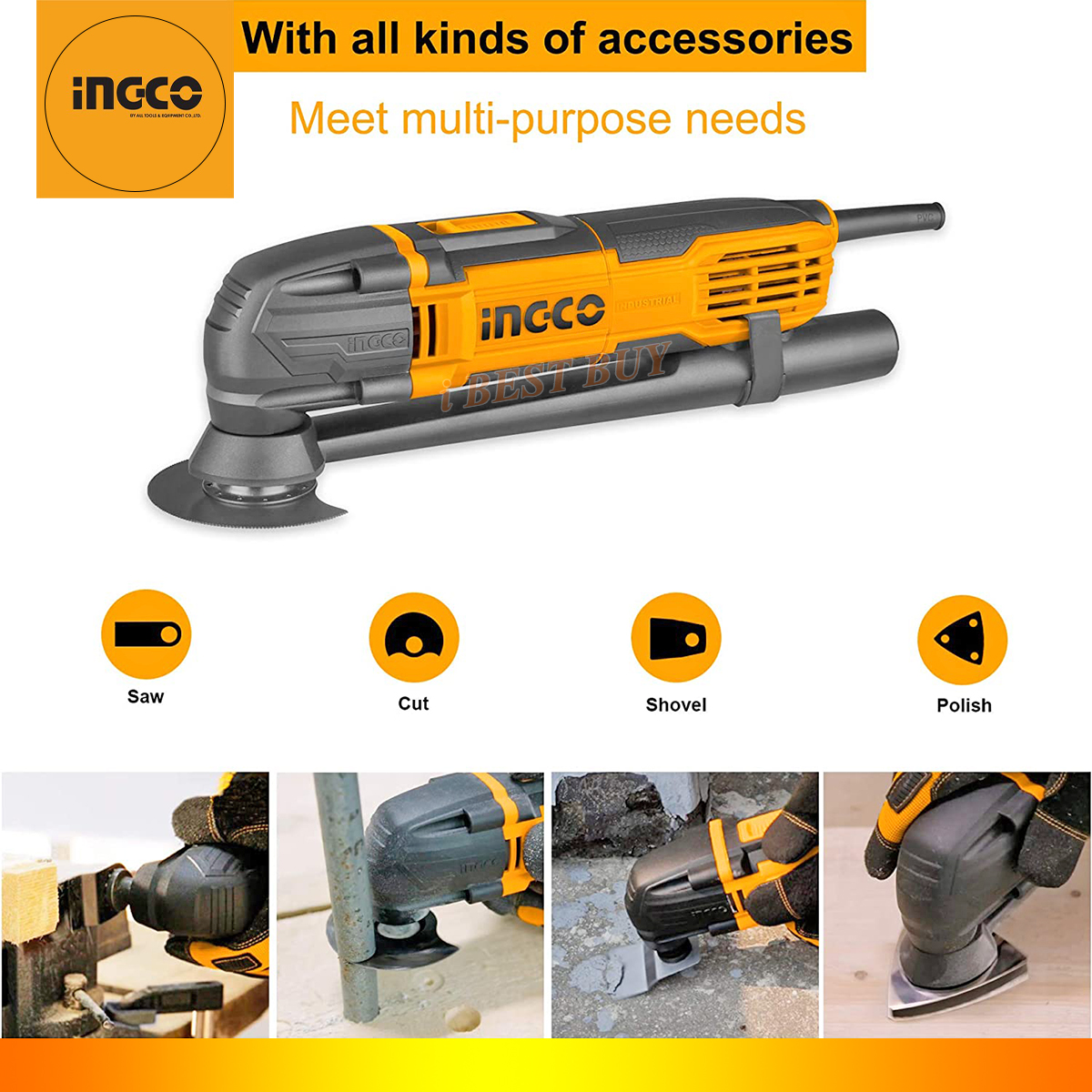 INGCO MF3008 เครื่องมัลติทูลส์ ตัด ขัด เซาะ อเนกประสงค์ 300 วัตต์