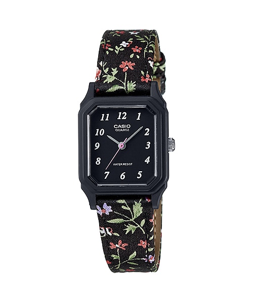 CASIO Standard รุ่น LQ-142LB-1BDF สีดำ สายผ้า ลายดอกไม้ สินค้าของเเท้