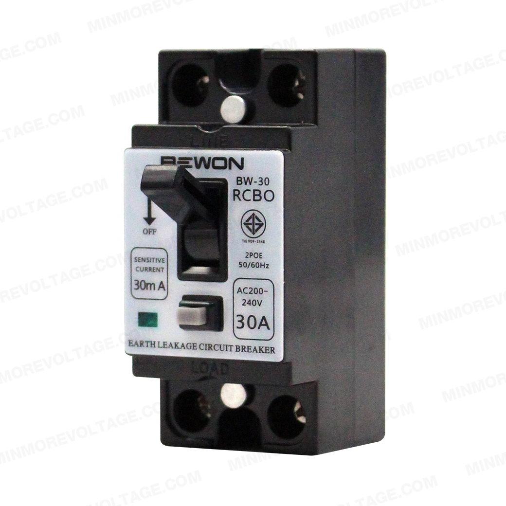 เบรกเกอร์กันดูด เบรกเกอร์RCBO เซฟตี้เบรกเกอร์ เบรคเกอร์ป้องกันไฟฟ้าดูด กันไฟฟ้ารั่ว ป้องกันไฟฟ้าลัดวงจร ขนาด 2P 30A 220-240V RCBO BEWON มอก.