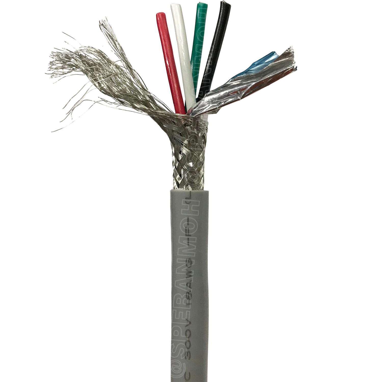 [ 100 เมตร ] TW-2464BS-18AWG-4C ชีลรอบ สีเทา Grey สายมัลติคอร์ 4 คอร์ ขนาด 18AWG 4Cx18AWG UL2464 300V 80°C AWG18 เบอร์ 18 สายชีลรอบ Braid Shielded Multicore Cable 8C Computer Cable TCU Tinned Stranded Copper AWM 2464 18AWG VW-1 80°C 300V E150612