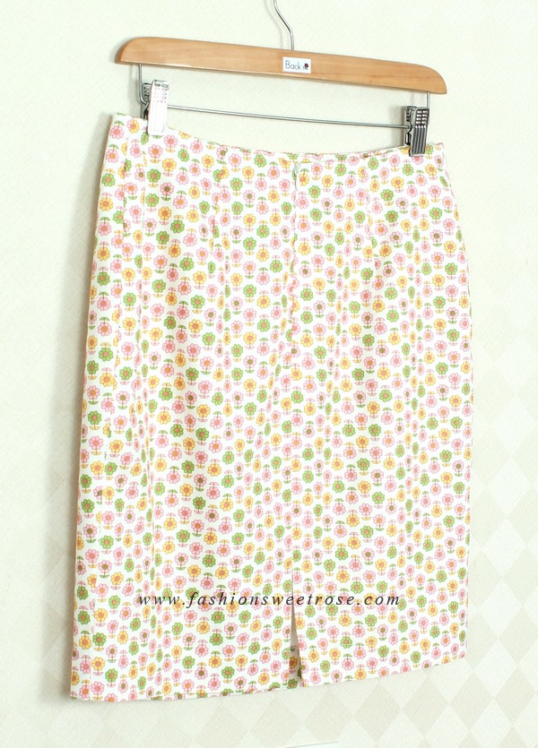 SK-377 กระโปรงแฟชั่น&ทำงาน ทรงสอบ Twin Pleated Skirt ผ้าคอตต้อนญี่ปุ่นพิมพ์ลายดอกไม้