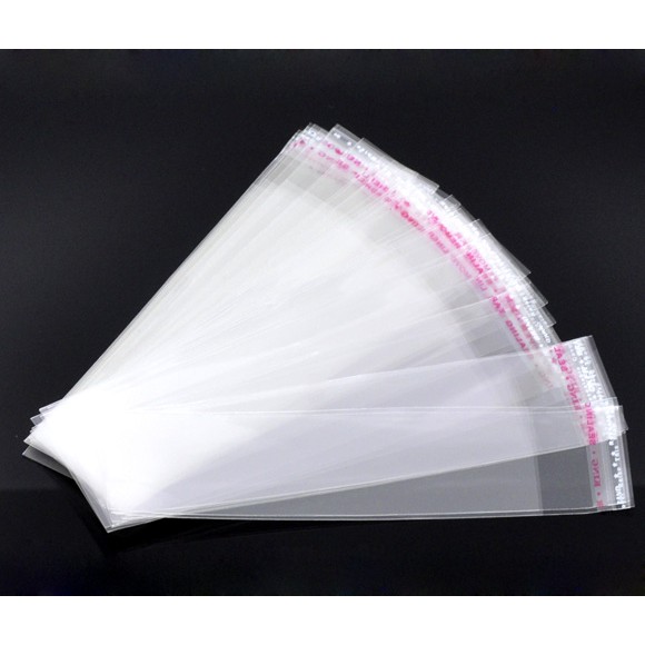 แพ็ค 200 ใบ ถุงแก้วใส่ปากกา/ช้อนกาแฟ/ขวดน้ำหอม ถุงพลาสติกใส OPP(ถุงแก้ว) ฝากาว กว้าง 3.5 ซม. ความยาวมี 3 ขนาด 14,16,20