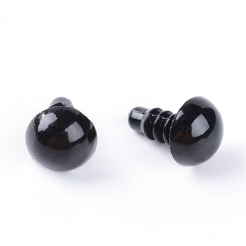 ตาตุ๊กตา ก้านเสียบ สีดำ ไม่มีแป้นล็อค ขนาด 12 มม. แพ็ค 50 คู่