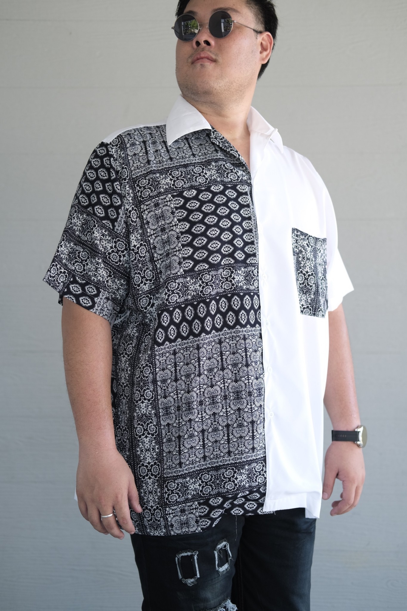 เสื้อเชิ้ตโอเวอร์ไซส์ แขนสั้น ผู้ชายอ้วน ไซส์ใหญ่ 2XL , 3XL , 4XL , 5XL