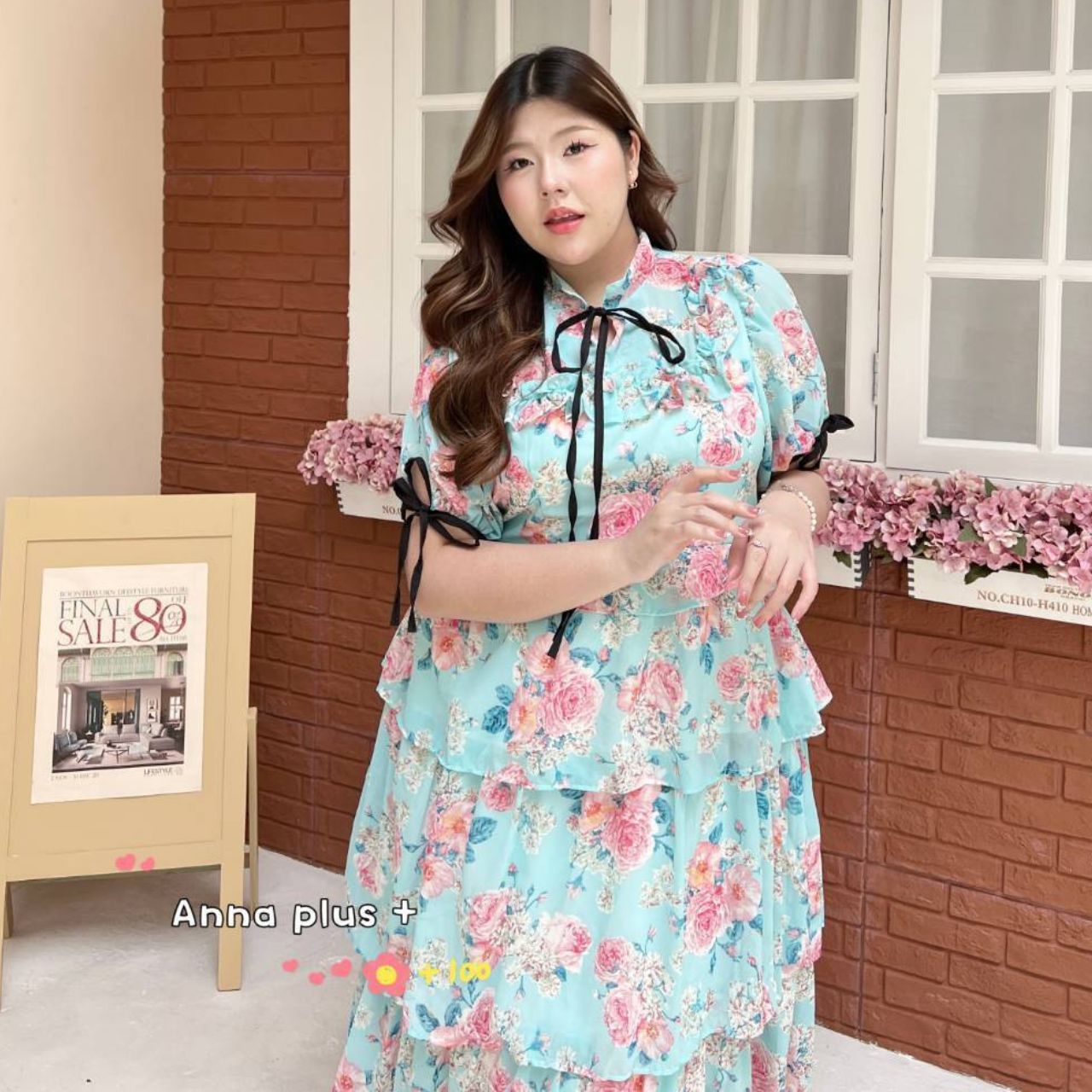 A223 แม็กซี่เดรส สาวอวบ งานกระโปรงซ้อนชั้น ดำ ออฟไวท์ ฟ้า โอรส เขียว อก42-52 นิ้ว