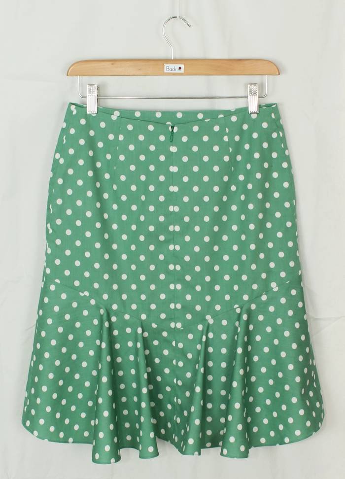 SK-199 กระโปรงแฟชั่น&ทำงาน ทรงย้วย ผ้าคอตต้อนญี่ปุ่นสีเขียว Polka Dot Green