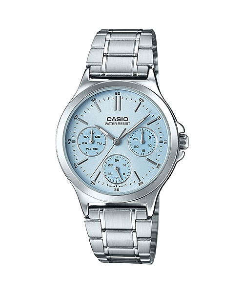 CASIO Standard รุ่น LTP-V300D-2AUDF สีเงิน หน้าจอฟ้า สินค้าของเเท้ รับประกันศูนย์ CMG