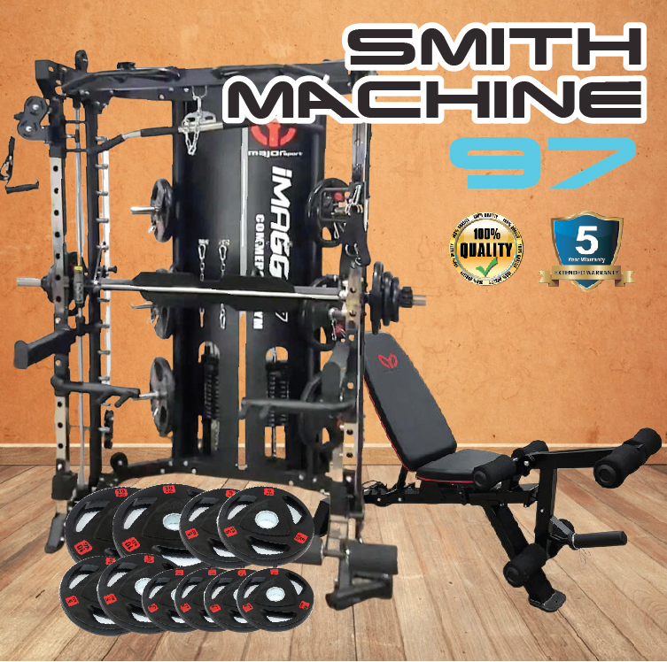 สมิทแมชชีน Smith Machine Imagg97 + ม้านั่งms-825 + แผ่นน้ำหนัก 50 kg