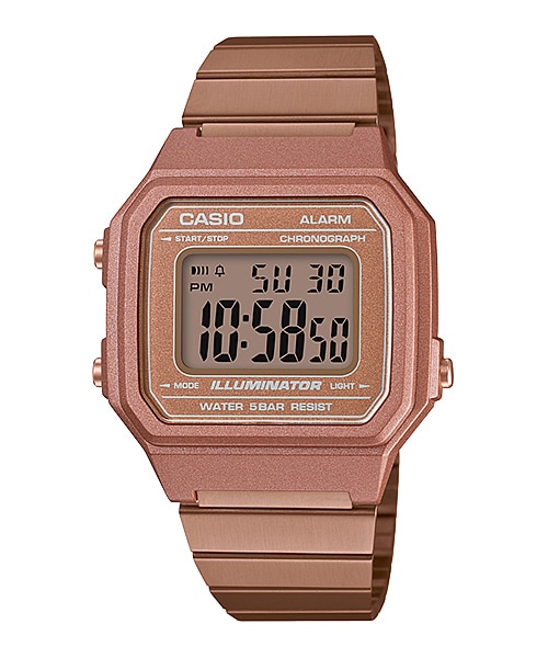 CASIO Standard รุ่น B650WC-5ADF สีพิ้งค์ โกลด์ สายเหล็ก สินค้าของเเท้ รับประกันศูนย์ CMG casio pink gold digital