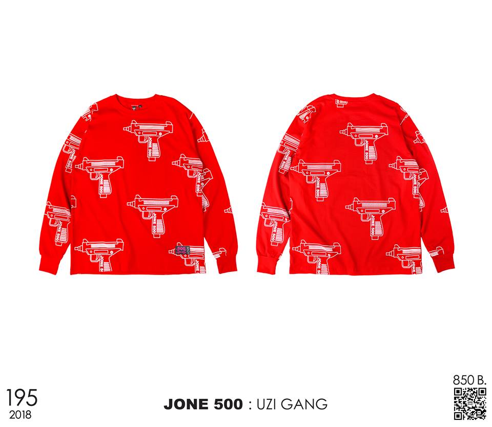 LONG SLEEVE T-SHIRT 195 : UZI GANG ( Red )
