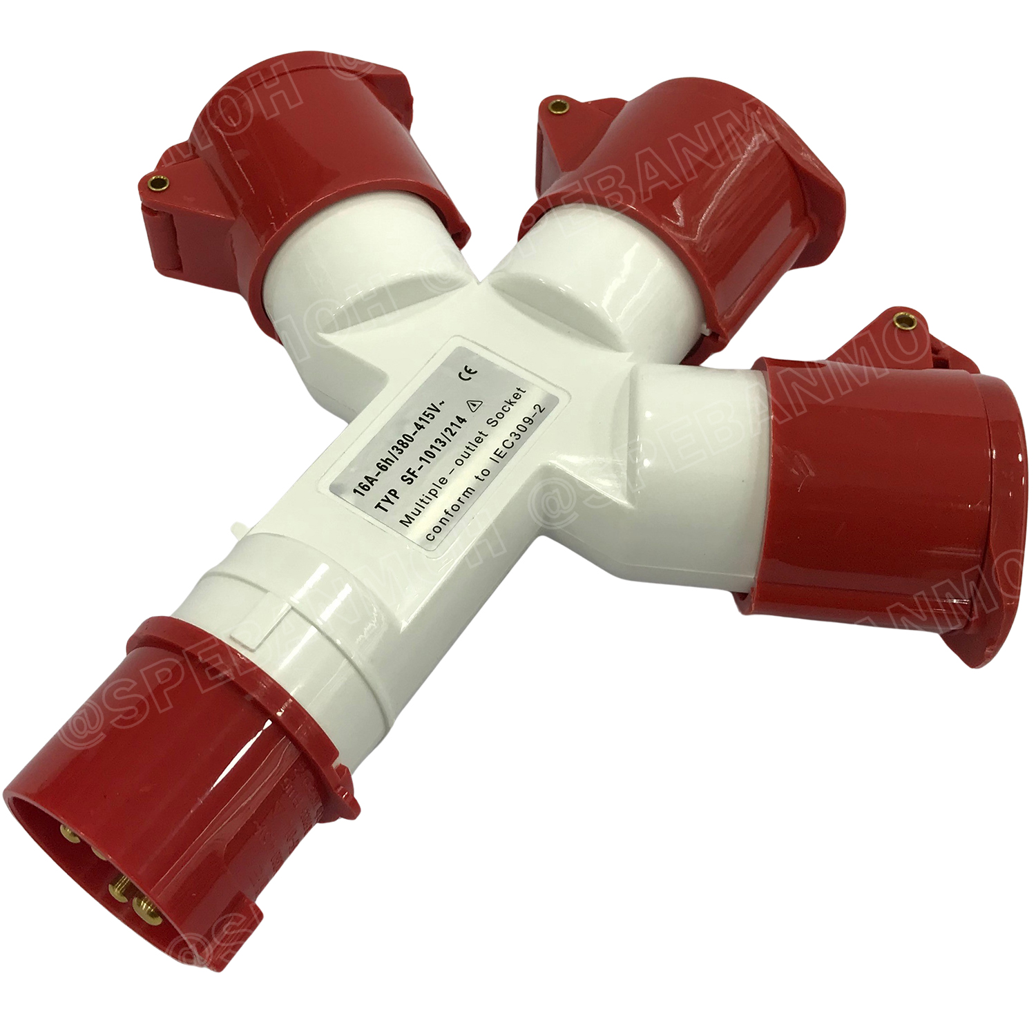 SF-1014 พาวเวอร์ปลั๊ก 3ทาง 4ขา 16A 415V 3P+E IP44 ผู้1 เมีย3 380V Line + Neutral + Ground พาเวอร์ปลั๊ก 16แอมป์ 380โวลต์ ปลั๊กไฟสนาม POWER PLUG MULTIPLE-OUTLET SOCKET ปลั๊กพาวเวอร์สามทาง เข้า 1 ออก 3 3P+E 16A 220VAC ปลั๊กอุตสาหกรรม ปลั๊กพาวเวอร์สามทาง 380V