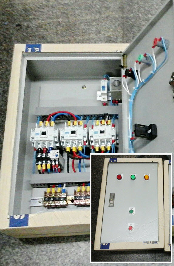 ตู้ไซด์ แบบ สตาร์-เดลต้า (อุปกรณ์ไฟฟ้า Control Switch (TEND), WALL MOUNTING CABINET (KJL), Miniature Circuit Breaker, MAGNETIC CONTACTOR (MITSUBISHI), TIMERS (OMRON))