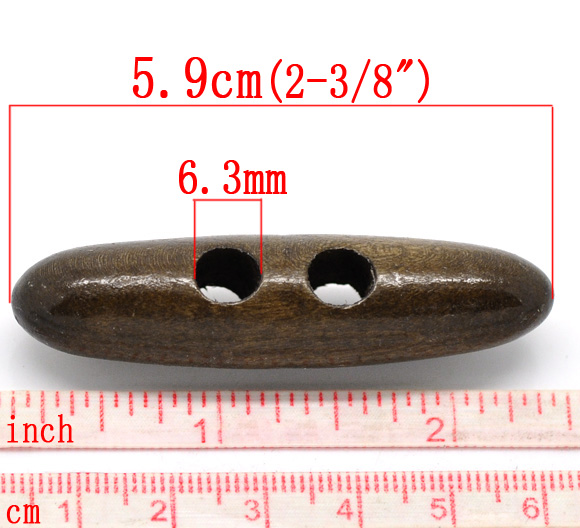 กระดุมแท่งไม้ 2 รู ขนาด 5.9 ซม. แพ็ค 20 เม็ด