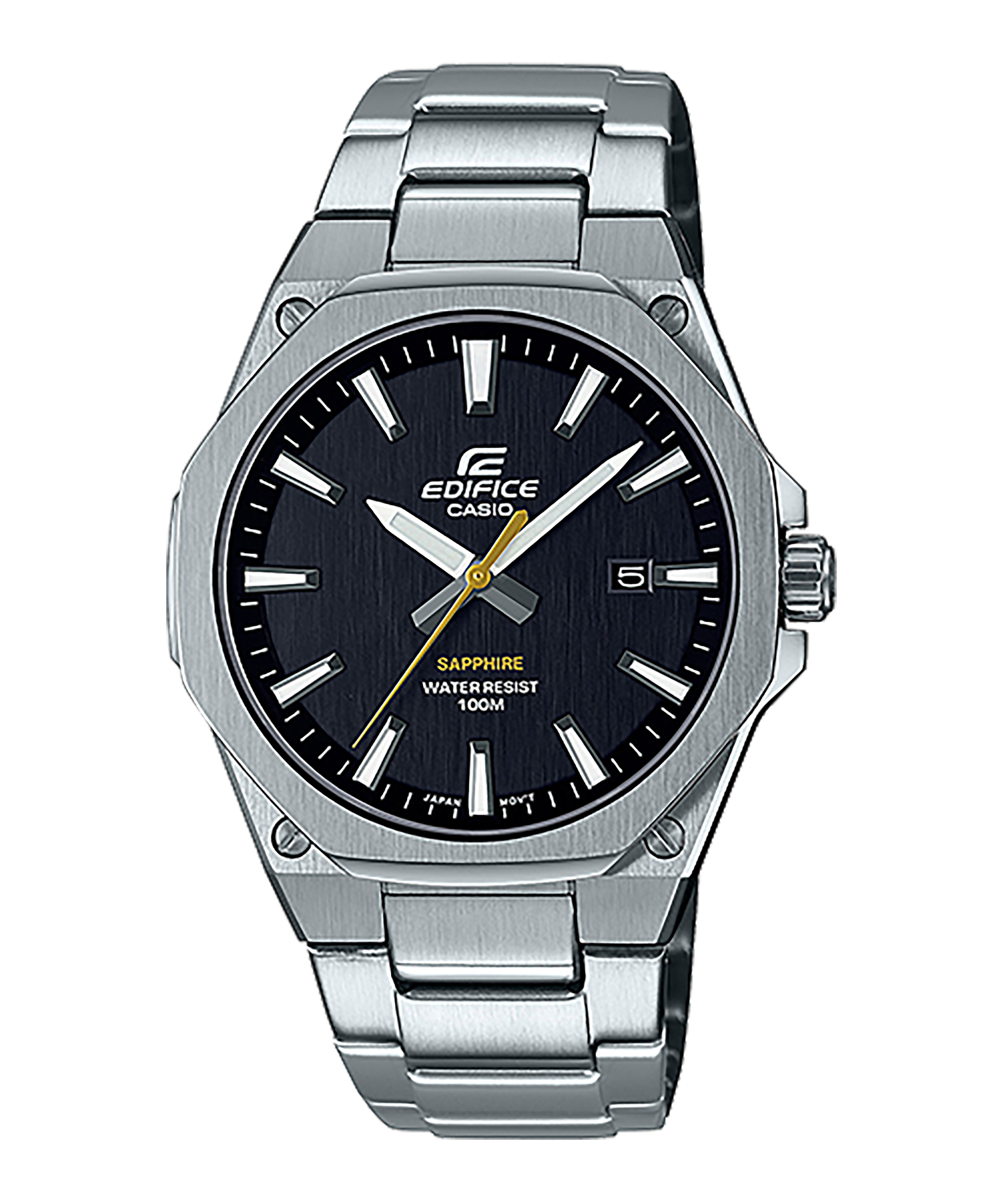 CASIO EDIFICE รุ่น EFR-S108D-1AVUDF สีเงิน หน้าปัดดำ กระจกแซฟไฟร์ sapphire กันรอย สินค้าใหม่ ของเเท้ รับประกันศูนย์ CMG