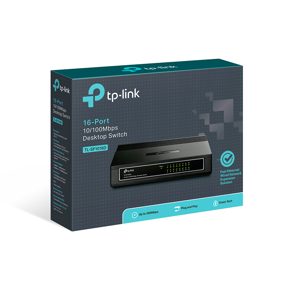 Unmanaged Switches TP-LINK TL-SF1016D 16-Port 10/100Mbps Desktop Switch รับประกัน LifeTime