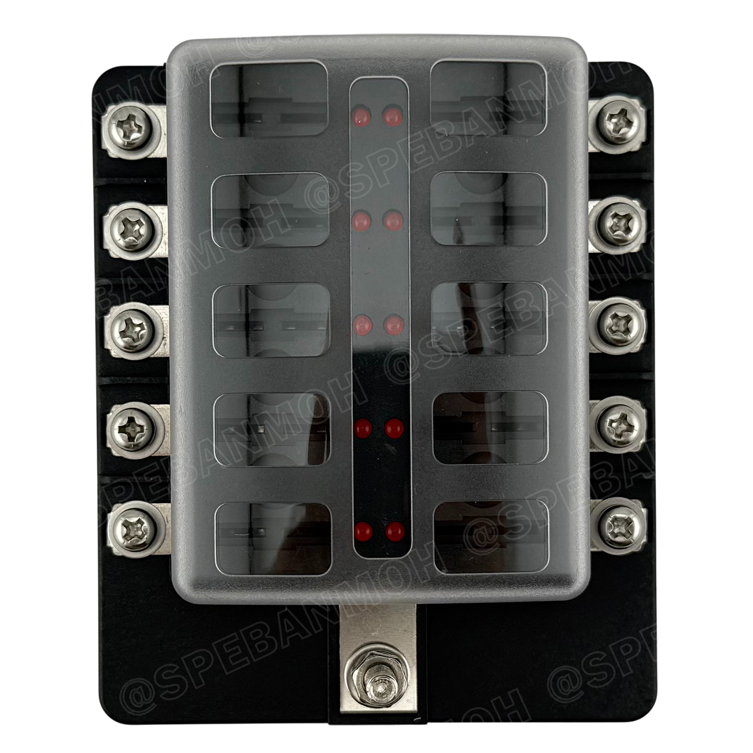 [ 1 ชิ้น ] FB-1711L กล่องฟิวส์รถยนต์ 10 ช่อง พร้อมฝาครอบ FB-1711 10 Way Fuse Block กระบอกฟิวส์รถยนต์ 10ช่อง พร้อมลูกฟิวส์ Fuse Holder + Fuse MARINE FUSEBOX ชุดฟิวส์ตัดวงจร 12V 24V DC แผงฟิวส์รถยนค์ รถบรรทุก Auto Fuse 1 In 6 Out ชุดฟิวส์ ดีซี MAX 32VDC