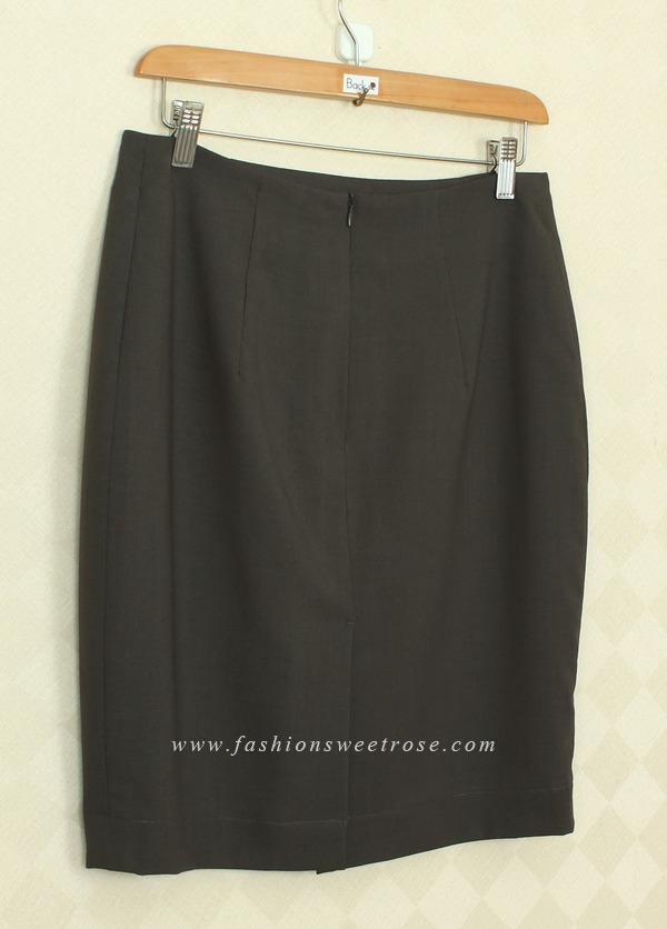 SK-394 กระโปรงแฟชั่น&ทำงาน ทรงดินสอ ผ้า Rose Skinny สีเทาดำ สไตน์เรียบหรู