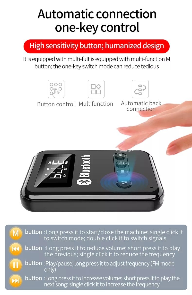 เครื่องเล่น MP3 บูลทูธ MP3 Player Bluetooth LCD Music เมม16GB+ตัวอ่านการ์ด+สาย AUX+สายชาร์จ อุปกรณ์เสริมครบเซ็ต!!