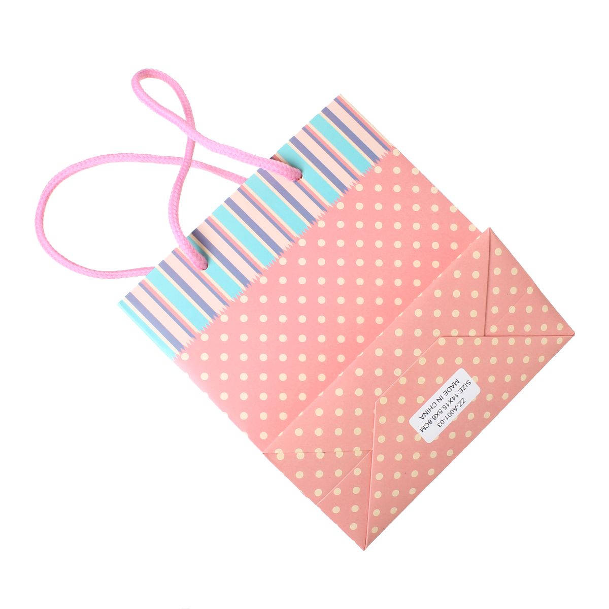 ถุงกระดาษใส่ของขวัญของชำร่วยสีชมพูลายจุดน่ารักน่าใช้ ขนาด 15.5cm x 14.0cm 1ใบ