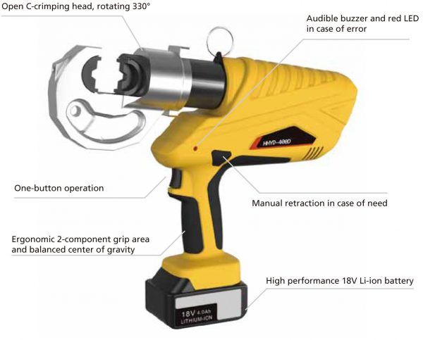 เครื่องย้ำหางปลา แบบแบตเตอร์รี่ รุ่น HHYD-400E