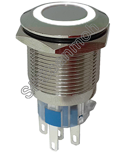 GQ19-11E-D สวิทช์เหล็ก กดติด-ปล่อยดับ 12V WHT