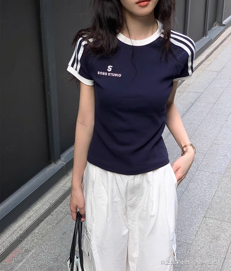 S studio tee เสื้อยืดแขนสั้นกุ้นขอบ