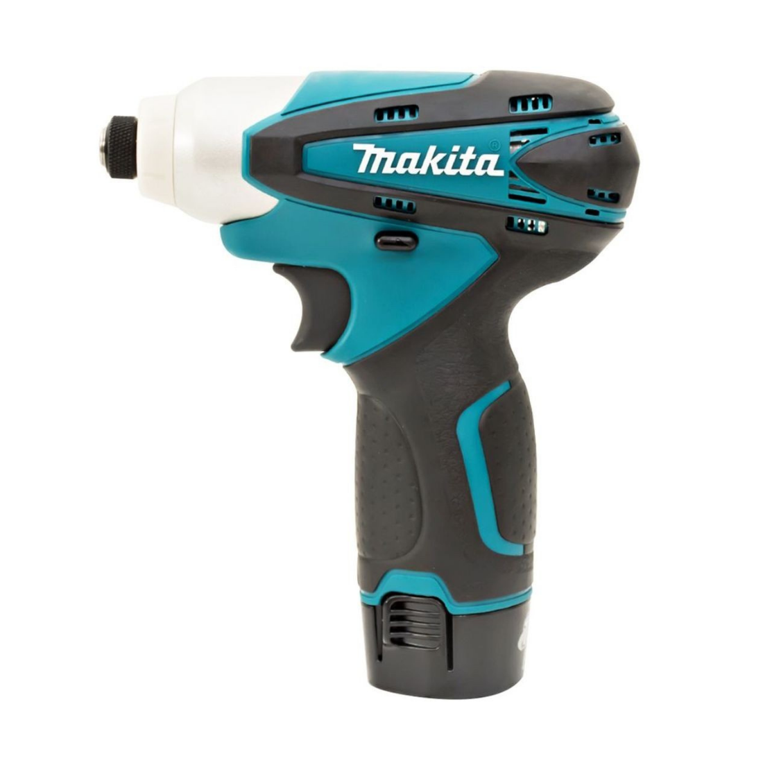 MAKITA TD090DWE สว่านไขควงกระแทกไร้สาย 10.8 โวลต์ 1/4 นิ้ว แรงบิด 90 Nm. พร้อมแบตและแท่นชาร์จ แท้