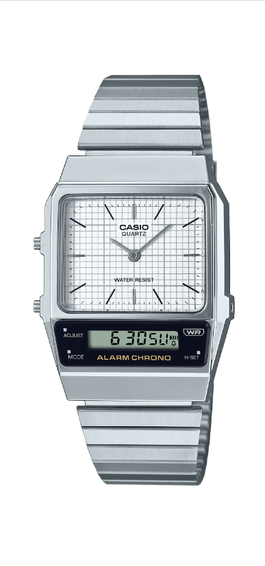 Casio นาฬิกาข้อมือ Classic รุ่น AQ-800E-7ADF สีเงิน หน้าปัด ขาว 2 ระบบ เข็มเเละดิจิตอล สินค้าของเเท้ รับประกันศูนย์ CMG