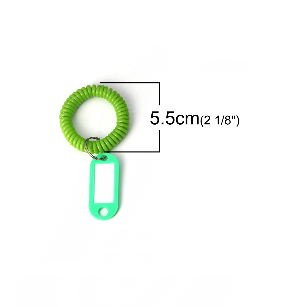 พวงกุญแจสปริง พร้อมป้ายชื่อพีวีซี ขนาดประมาณ 5.5 ซม. มี 2 สี