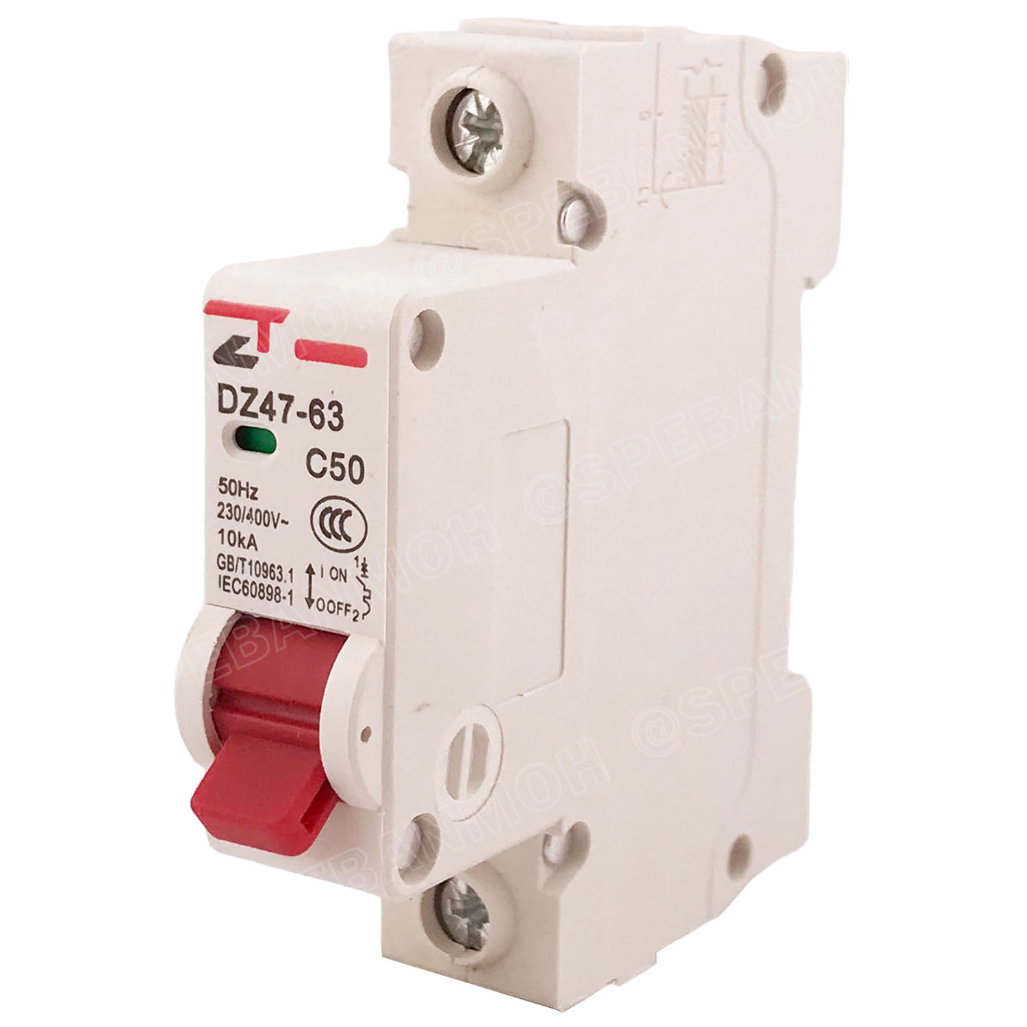 DZ47-63-1P 50A เบรกเกอร์ ลูกย่อย ยึดรางปีกนก 1P 50A AC Circuit Breaker เบรกเกอร์ตัดไฟเกิน 1โพล 50แอมป์ คัดเอาท์ ป้องกันกระแสเกิน Overload ป้องกันการลัดวงจร Short circuit เบรกเกอร์ตัดไฟ เบรกเกอร์ลูกย่อย Ac Circuit Breaker ไฟบ้าน 230V/400V AC มินิเซอกิตเบรก