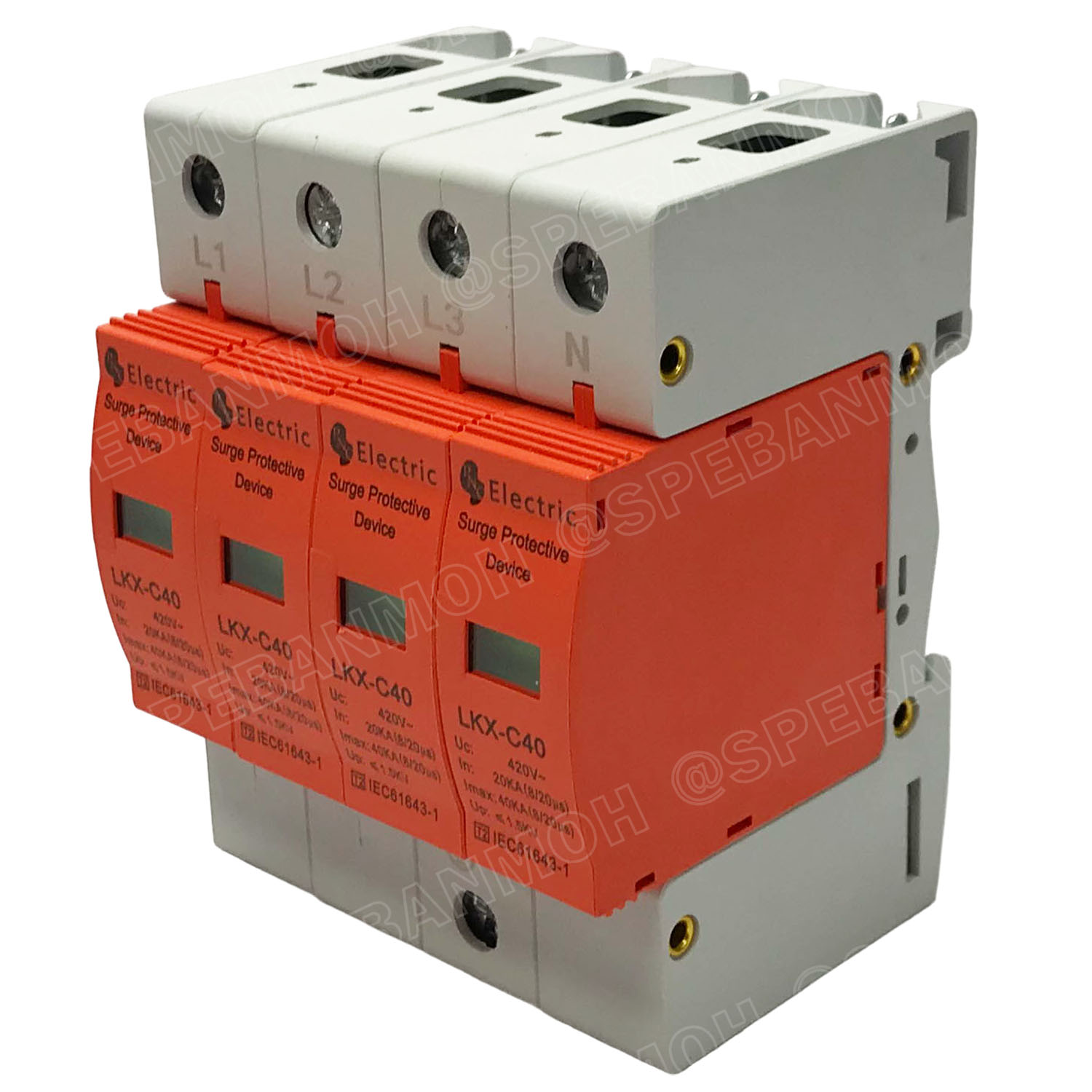 [ 1ชิ้น ] LKX-C40-4P AC ตัวป้องกันฟ้าผ่า Surge Protection 420VAC 3P 20-40KA เสิร์จ AC 4P 3เฟส อุปกรณ์ป้องกันไฟกระชาก AC กระแสสลับ สำหรับไฟโรงงาน บ้าน 3เฟส 380V ชุดป้องกันฟ้าผ่า อุปกรณ์ป้องกันฟ้าผ่า ไฟกระชาก สำหรับไฟบ้าน Surge Protector Device