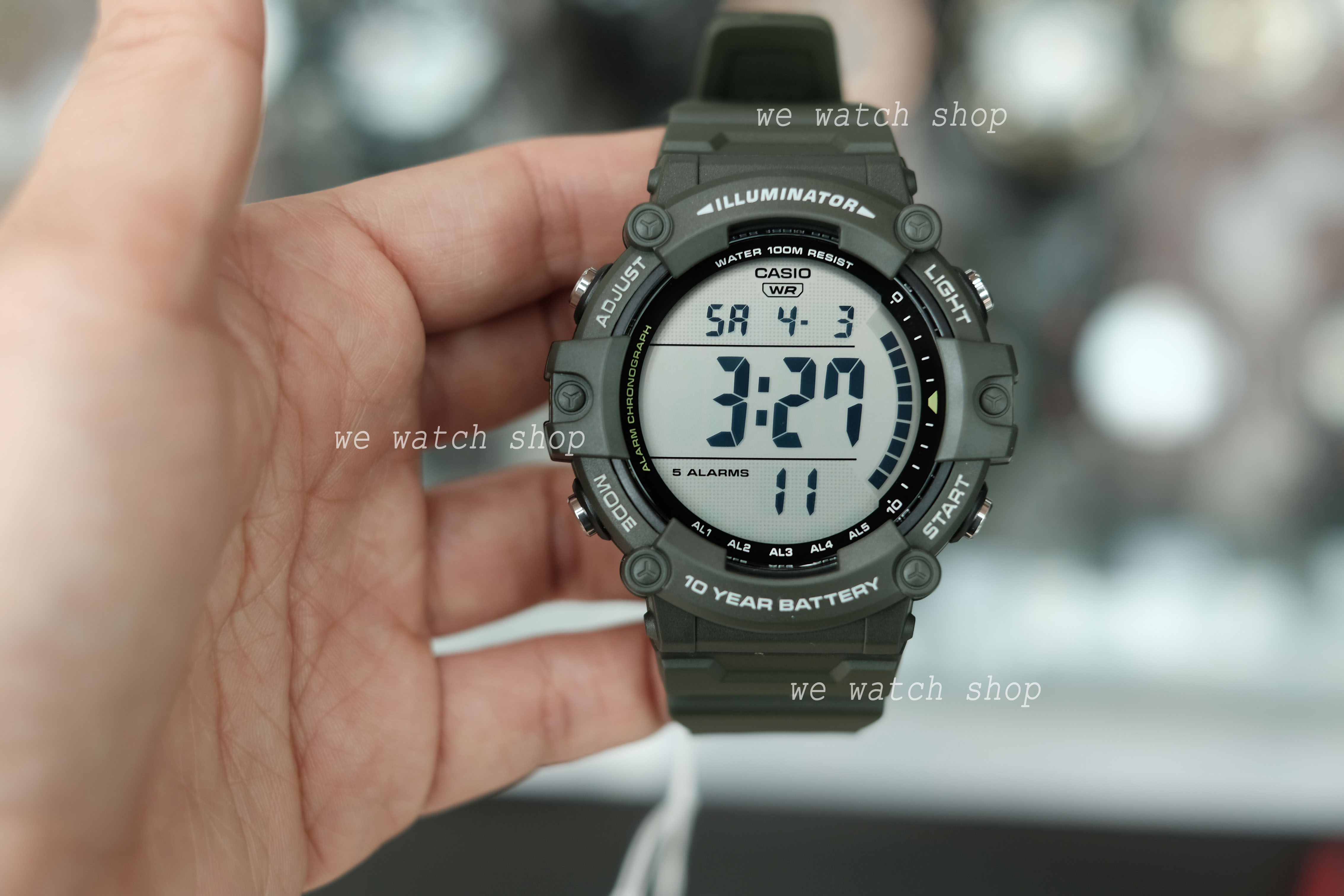 CASIO รุ่น AE-1500WHX-3AVDF สีเขียว รุ่นใหม่ 2022 จอใหญ่ ชัด สายยาวพิเศษ ของเเท้ สินค้ารับประกันศูนย์ CMG 1 ปี