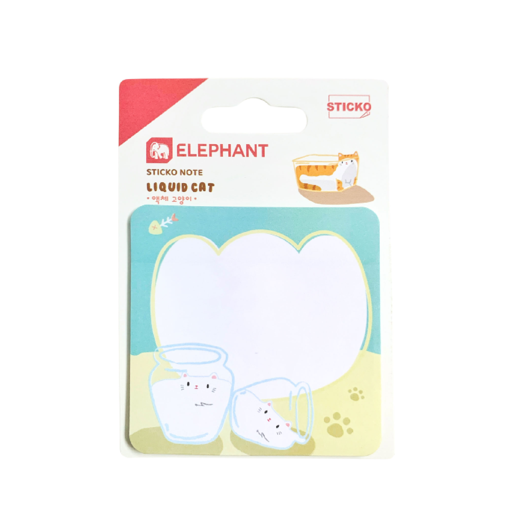 กระดาษโน๊ต โพสอิท Sticko Note ชนิดกาวในตัว ตราช้าง Elephant ลาย LIQUID CAT