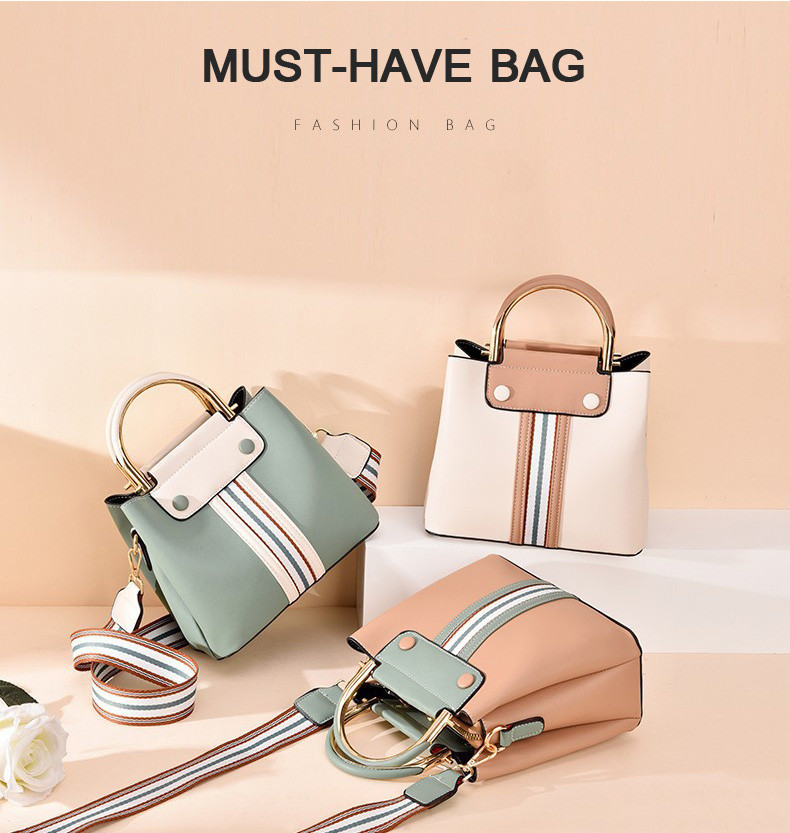 BAG-001 กระเป๋าถือแฟชั่นพร้อมสายสะพายสำหรับคุณผู้หญิง สีขาวออฟไวท์