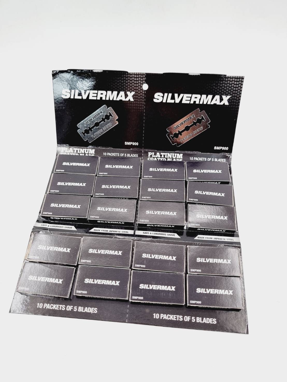 ใบมีดโกน Silvermax กล่องดำ โกนหนวดแข็งๆได้สบาย นำเข้าจากประเทศ อินเดีย 1กล่องได้100ชิ้น แบบไม่หักครึ่ง