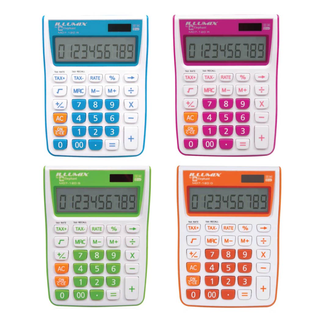 เครื่องคิดเลข ตราช้าง 12 หลัก ขนาดกลาง รุ่น M07-12D