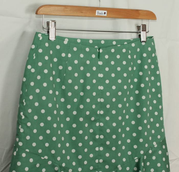 SK-199 กระโปรงแฟชั่น&ทำงาน ทรงย้วย ผ้าคอตต้อนญี่ปุ่นสีเขียว Polka Dot Green
