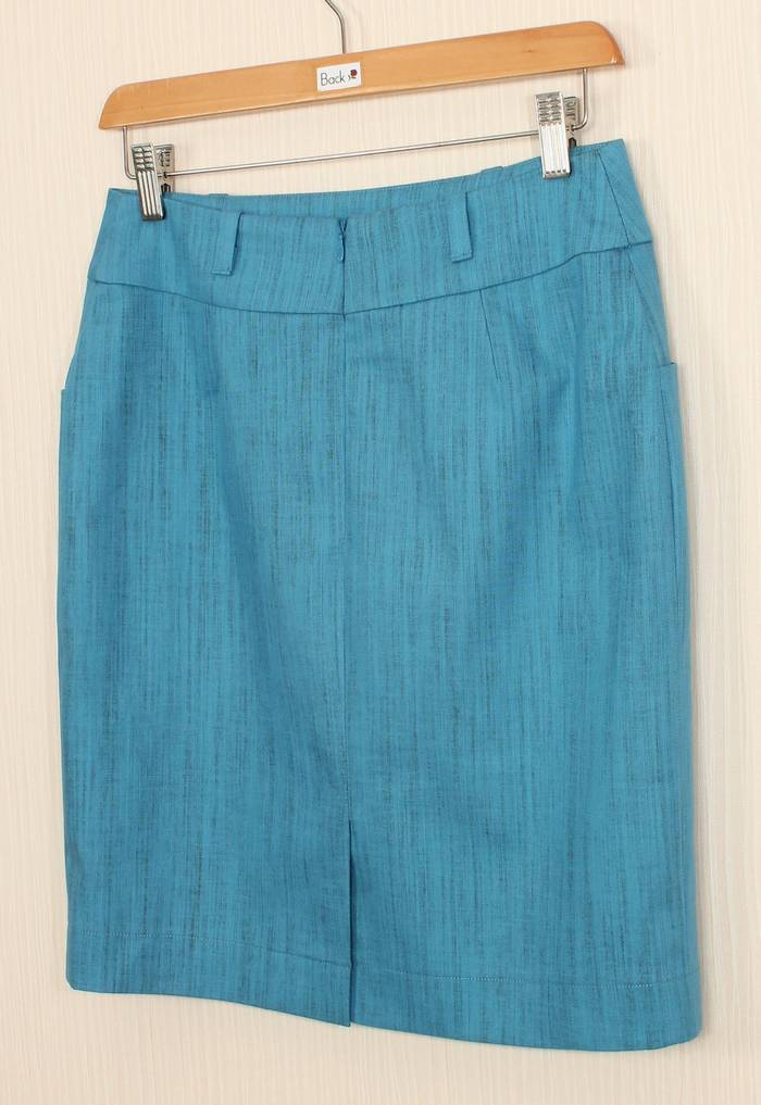 SK-234 กระโปรงแฟชั่น&ทำงาน ทรงสอบ ผ้าญี่ปุ่นผสมสเปนเด็กสีฟ้า