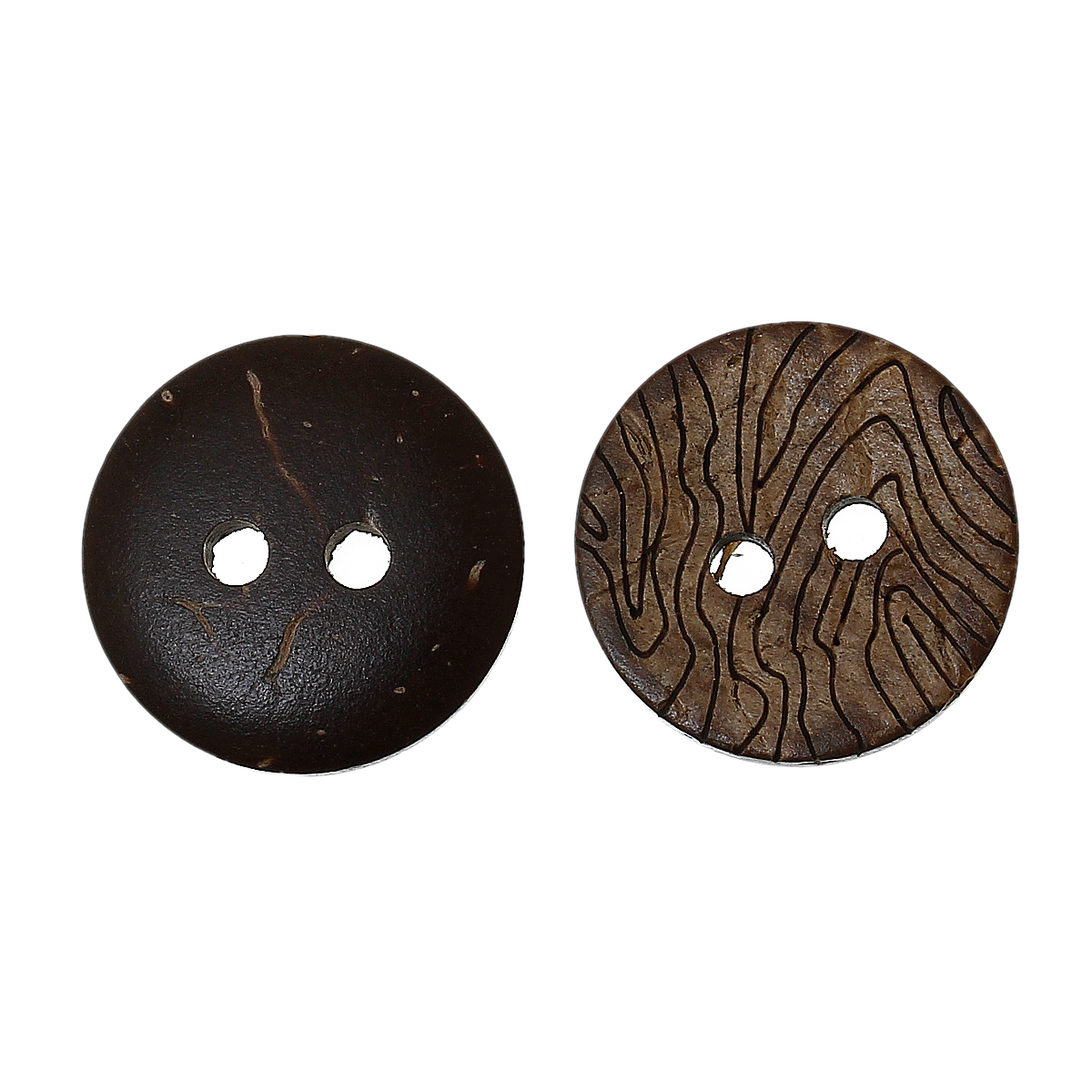 กระดุมกะลา 2 รู เม็ดกลม ลายลายนิ้วมือ ขนาด 1.5 ซม. จำนวน 100 ชิ้น