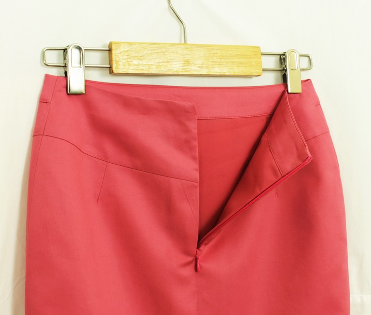 SK-134 กระโปรงแฟชั่น&ทำงาน ทรงสอบตัดต่อ ผ้าคอตตอนญี่ปุ่นสี Pink Candy