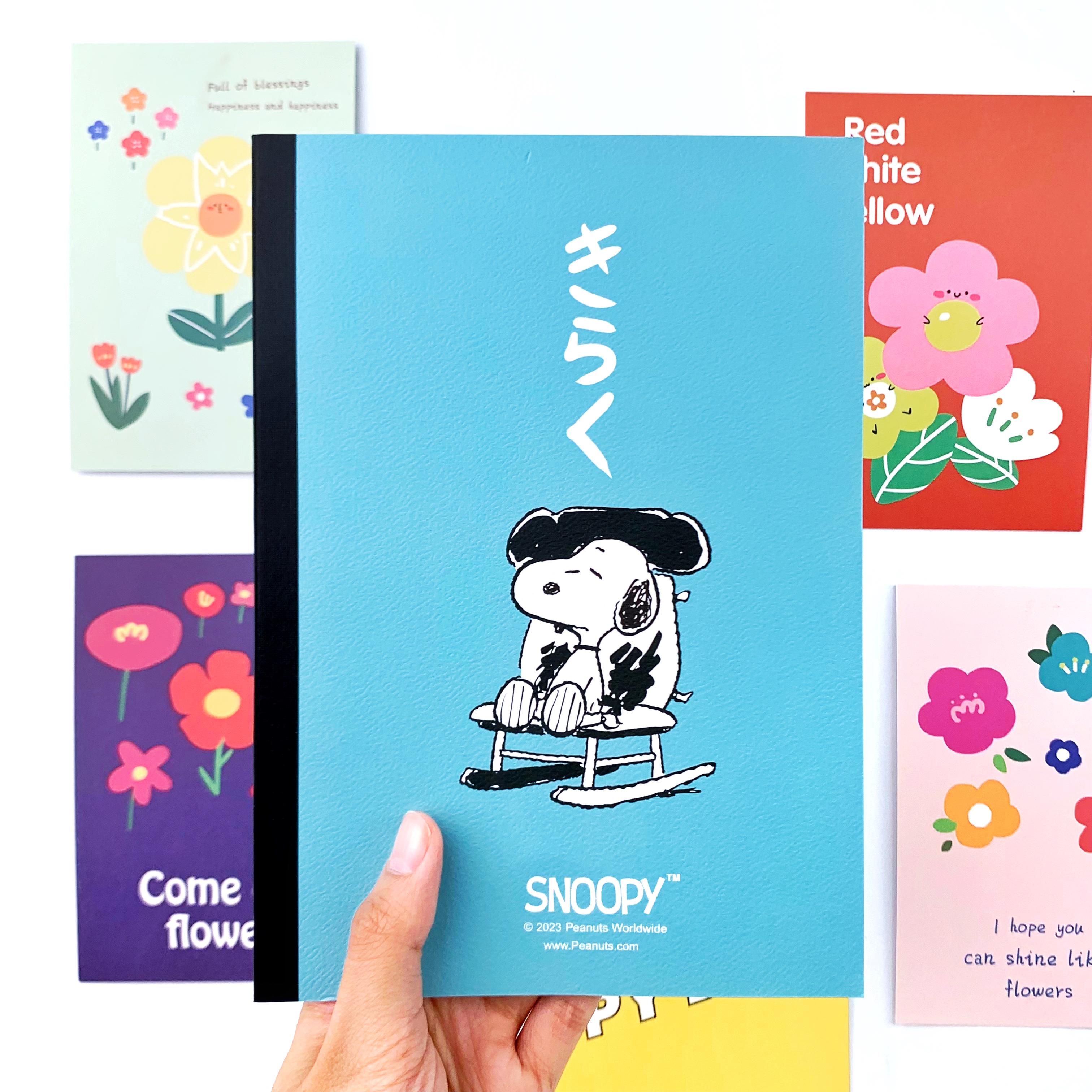 สมุดโน๊ต สมุดจดบันทึก ขนาด A5 สันกาว สีเส้น ลายลิขสิทธิ์แท้ Snoopy