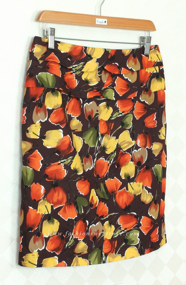 กระโปรงแฟชั่น&ทำงาน กระโปรงทรงสอบผ้าคอตต้อนพิมพ์ลายดอกทิวลิป / SK-322